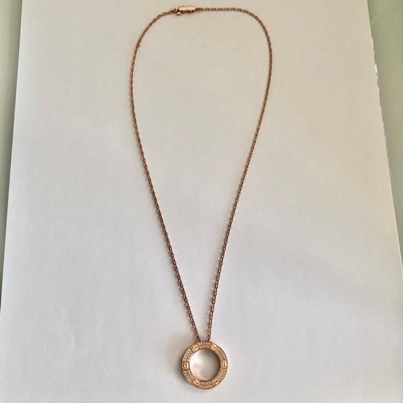 Screw Pavé Rose Gold Pendant Necklace - Picture 7 of 10